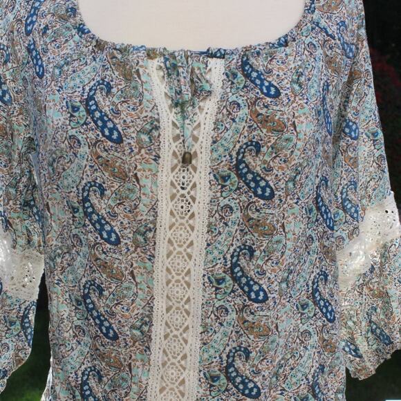 Forever21 Women's Boho Peasant Blouse Embroidered Paisley Print Size XS - Picture 5 of 11